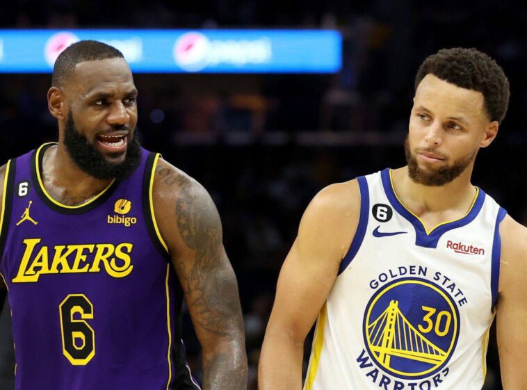 Steph and LeBron pictured as Warriors takes on Lakers